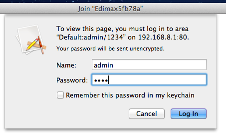 Az alapértelmezett felhasználónév: admin, az alapértelmezett jelszó: 1234. <Windows> <Mac> 5. A rendszer az első beállító oldalra irányítja.