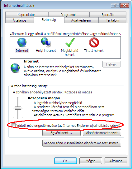 Ezt a következőképp tehetjük meg: 1. Indítsa el az Internet Explorer böngészőt. 2. Kattintson az Eszközök -> Internetbeállítások menüpontra. 3.