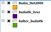 Rétegekkel kapcsolatos műveletek jelkulcs kibontása/elrejtése jelkulcs rétegek ki/be kapcsolása réteg típusa (pont,vonal,poligon,raszter más-más szimbólummal)