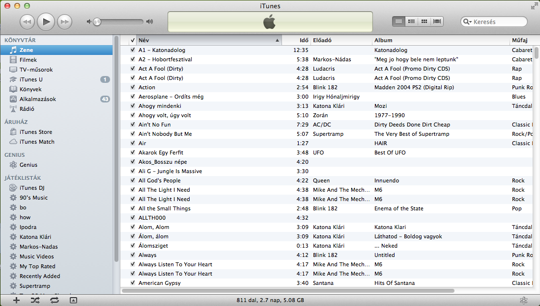 A Mini lejátszó megnyitása: Tegyük a következők valamelyikét: a. Kattintsunk a Mini lejátszó ikonjára az itunes ablak jobb felső részén. b. Válasszuk az Ablak > Váltás a mini lejátszóra menüelemet. 2.