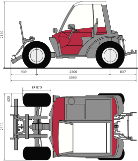 ábra TerraTrac jellegzetes méretarányai: a) TT75 b) TT270 A TerraTrac hajtásrendszerét (1.24. ábra) a vezetőülés mellett elhelyezett dízelmotor, nagynyomású hidraulikaszivattyú és hidromotor alkotja.
