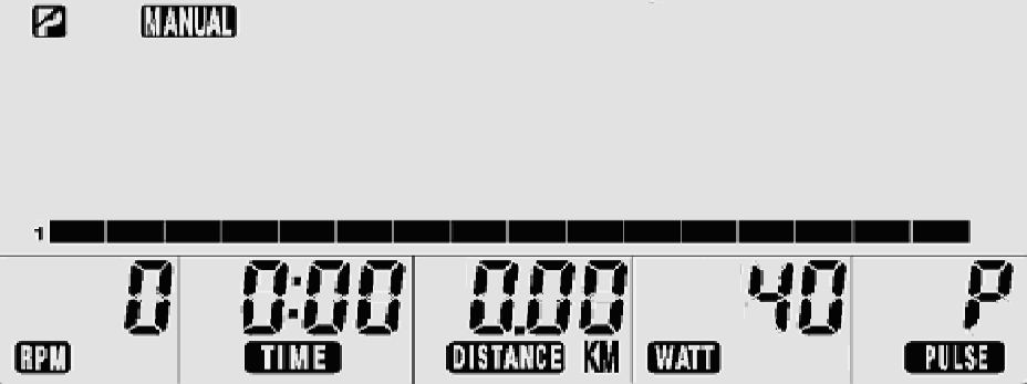 COMPUTER KEZELÉSE MANUAL MODE 3. QUICK START: a. START/PAUSE : Nyomja meg a START/PAUSE gombot a MANUAL MODE ban történő edzés megkezdéséhez, az adatok megadása nélkül. b. START/PAUSE : Nyomja meg a START/ PAUSE gombot az aktuális program szüneteltetéséhez.