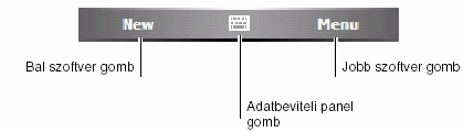 A jobb szoftver gomb általában a Menü gomb, míg a bal szoftver gomb funkciója az adott programtól függ. Példa az eszköztárra: 2.5.