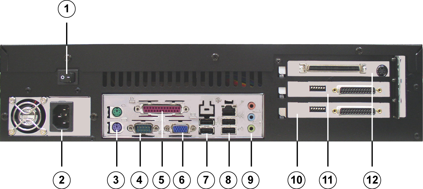 26 hu Készülékcsatlakozók DiBos/DiBos mikro 3.2.2 A DiBos Micro hátulnézete 1 Be/Ki kapcsoló 7 2 x USB 2.0 (pl.
