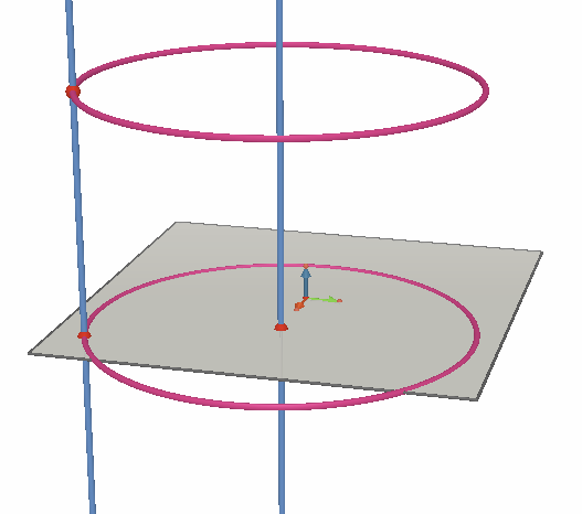 helyzetben. 2. A Kör eszközzel szerkesszünk egy kört, amelynek a középpontja az egyik, egy kerületi pontja pedig a másik egyenesen van. 3. Szerkesszünk egy másik, magasabban fekvő kört is.