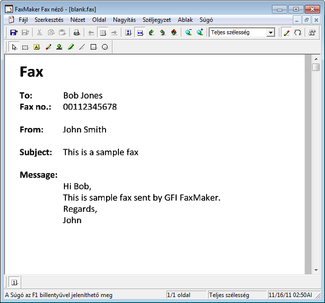 6 A GFI FaxMaker faxnéző A GFI FaxMaker faxnéző lehetővé teszi a faxfájlok (*.fax kiterjesztés) kezelését, illetve a faxüzenetek megtekintését, szerkesztését, nyomtatását és tárolását.