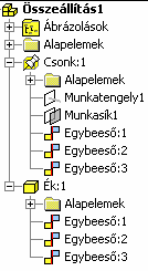 Összeállítás modellezés Példa az összeállítási modell létrehozására (1/2)