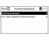 Műszerek és kezelőszervek 115 Autom. hátsó ablak párament.: A hátsó ablakfűtés automatikus bekapcsolása.