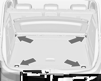 Tárolás 75 Kettős rakodópadló A kettős rakodópadló két helyzetben rögzíthető a csomagtérben: közvetlenül a pótkerék mélyedés fedele, illetve a hátsó padlóborítás fölött, a csomagtér felsőbb