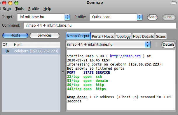 Az Nmap ( Network Mapper ) egy hálózatfelderítésre és biztonsági ellenőrzésre használható, nyílt forráskódú eszköz.