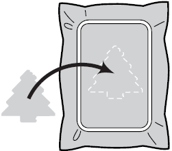 6.Alkalmazzon egy vékony ragasztóréteget vagy ragasztó spray-t a rátét anyag fonákján és helyezze el a rátét pozíciójába úgy, hogy az követi a szegély körvonalát (ami az 5. lépésben lett megvarrva).