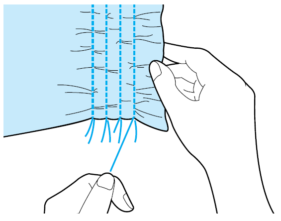 5. Húzza meg az orsószálakat, hogy ráncolásokat készítsen. Vasalja le a ráncokat. Keresztöltés Két anyag között rés varrását keresztöltésnek hívjuk.