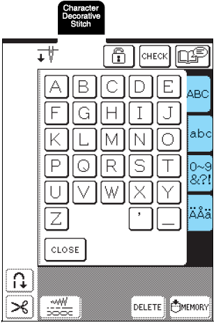 2. Nyomja meg a B 2. Nyomja meg a gombot, egy karakter kiválasztó képernyő megjelenítéséhez, és aztán válassza ki a karaktert, amit varrni szeretne.