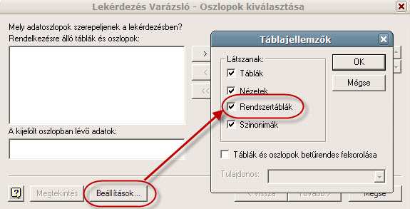 A harmadik sornál a Csatlakozás gombbal jutunk el a szükséges Excel tábla megadásához. Itt pontosan megadhatjuk a C:\excel alkönyvtárban található excel1.xls állományt!