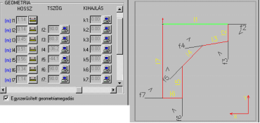 Szereltvas objektum Geometria keretben A Geometria keretben a mellette lévő nézetablakban sematikusan megjelenített és beparaméterezett vas geometriai értékeit láthatjuk és módosíthatjuk.