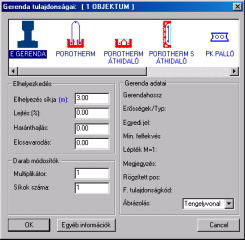 Kiindulási értékek beállítása Előregyártott gerendák alap tulajdonságai Beállítások > Objektum defaultok -> Előregyártott gerenda ág -> ALAPTULAJDONSÁGOK nyomógomb A gerendák behelyezésekor néhány