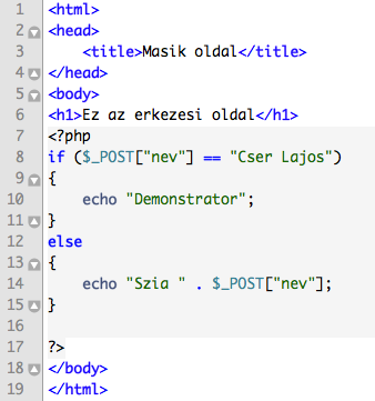 UDVOZOL.PHP Ezen az oldalon már PHP kód is van.
