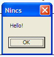 int MessageBox( HWND hwnd, // handle of owner window LPCTSTR lptext, // address of text in message box LPCTSTR lpcaption, // address of title of message box UINT utype // style of message box ); Ezen