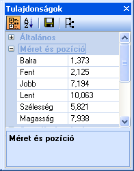 Méret és pozíció Itt az elem méretét és pozícióját adhatja meg. A méretezés a MultiCard/címke bal felső sarkán lévő nullapontból indul.