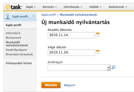 Munkaidő nyilvántartás Az aktív projektekre és tevékenységekre fordított idő ráírása, feltüntetése Az