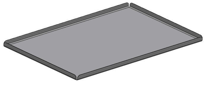 Külön megrendelésre a rozsdamentes acél tálca 181 mm x 280 mm méretben, nyílt sarkakkal is felszerelhető. (ábra 8.5). Ábra 8.5 Ábra 8.