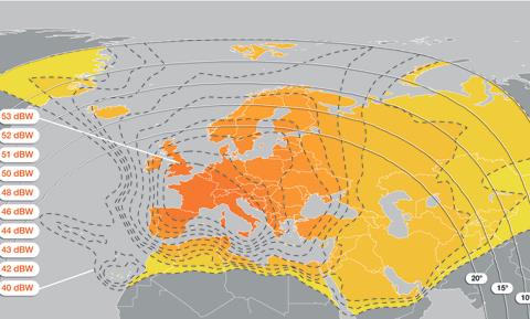 lábnyomtérképe: A HOTBIRD 9 műholdat 2008. december 20-án állították föld körüli pályára.