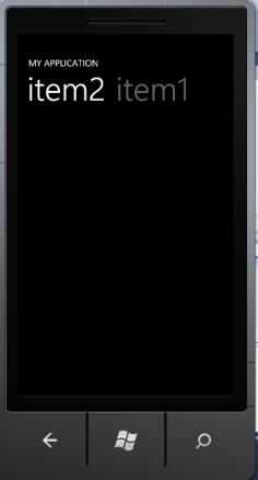 <controls:pivot Title="MY APPLICATION"> <!--Pivot item one--> <controls:pivotitem Header="item1"> <Grid/> </controls:pivotitem> <!