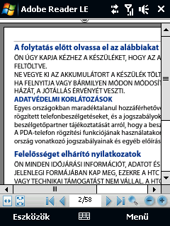 82 TouchFLO 3.3 Ujjmozdulatok Ujjmozdulatokkal görgethet, nagyíthat és pásztázhat az érintőképernyőn.