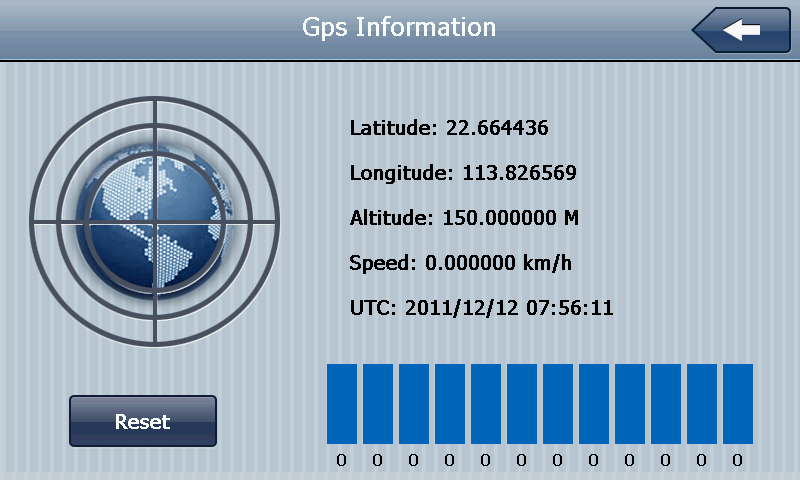 6.23 GPS adatok Érintse meg a gombot a GPS vevő állapotának megjelenítéséhez. 7.
