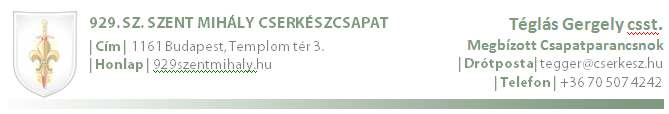 A 929. sz. Szent Mihály cserkészcsapat 2011-es nyári táborának tudnivalói Tábor helye: Pusztavám, Csuka-forrás (Vértes-hg.) Ideje: 2011. július 5-14. Indulás: július 5.