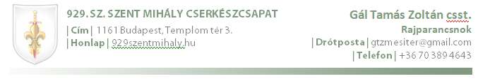 A 929. sz. Szent Mihály cserkészcsapat 2011-es nyári kiscserkész tanyázásának tudnivalói Tanyázás helye: Kincsesbánya, Keresztény Ifjúsági Szálláshely (8044 Kincsesbánya, Petőfi Sándor u. 2.) Ideje: 2011.