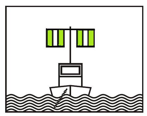 24 cikk: Veszteglő halászhajó kihelyezett hálóval vagy cölöppel elegendő számú minden oldalról látható szokásos elegendő számú sárga úszó vagy sárga zászló fehér fény