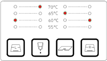 5. Kezelés 5.3 A kezelőpult funkciói A kezelőpulton, a készenléti üzemmód kapcsolója (8) mellett található egy érintőfólia nyomógombokkal, LED-ekkel és egy kijelzővel.