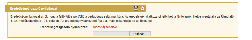 A blokk kitöltéséhez első lépésként a blokkot szerkesztésre meg kell nyitni, a címe melletti Szerkesztés ikonra kattintva. Az Eredetiséget igazoló nyilatkozat fájlt a 2.5.