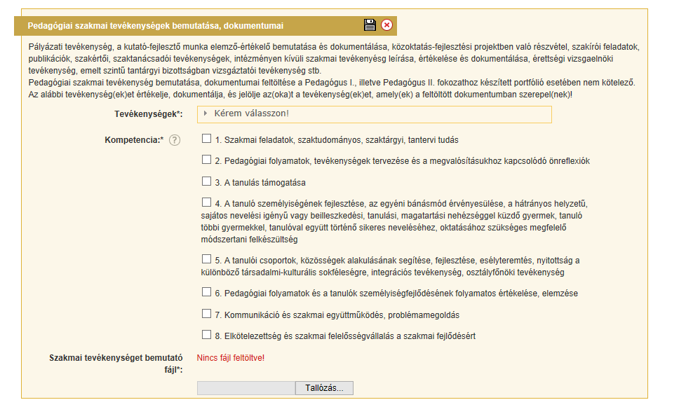 4.4.3.A Pedagógiai szakmai tevékenységek bemutatása, dokumentumai blokk A blokk kitöltése nem kötelező.