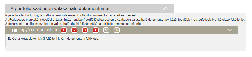 A portfólió dokumentumainak feltöltéséhez (a dokumentumlisták kezeléséről, a kompetenciák jelöléséről) kérjük, olvassa el a Felhasználói útmutató 4.