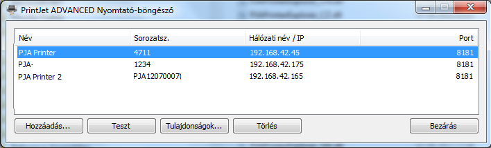 PrintJet ADVANCED Böngésző A PrintJet ADVANCED böngészővel PrintJet ADVANCED nyomtatót adhat hozzá vagy távolíthat el.