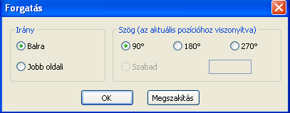 Elemek forgatása Kattintson a forgatni kívánt elemre (szöveg, rajzelem, ábra, vonalkód).
