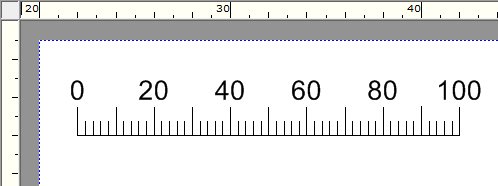 2 példa: Az ábra az alábbi tulajdonságokkal rendelkező lineáris értékfutású skálát mutat. Skálahossz 20 mm Skálanullpont balra 2 mm Skálanullpont fent 5 mm Skálamagasság 1.