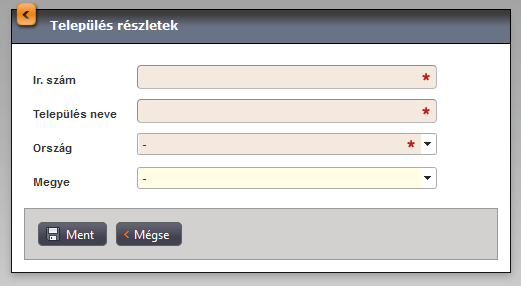 Mégse gomb A Mégse gomb lenyomására a felvitt, módosított adatokat a rendszer figyelmen kívül hagyja, módosítás nem történik. 2.9.5.3.