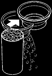 5-4. Mintavétel (1) Helyezze fel a tölcsért a mintavevő pohárra, majd a terményt a tölcsér egyharmad magasságáig töltse be.