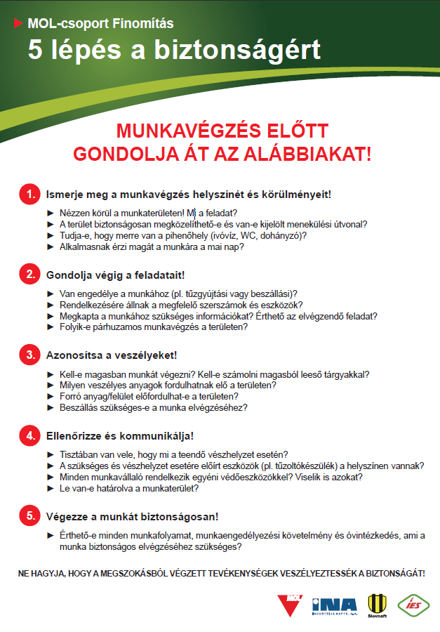 4 Munkavégzés Egyéb intézkedések A plakátok az engedélykiadás helyén és az egyéb