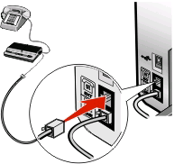 4 Egy másik telefonkábellel kösse össze az üzenetrögzítőt és a telefont. 5 A harmadik telefonkábel segítségével kösse össze a nyomtató EXT csatlakozóját és az üzenetrögzítőt.