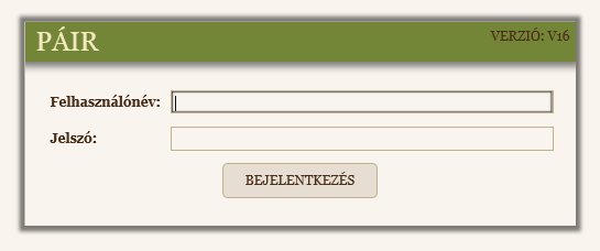 2 Regisztrált felhasználó belépése a publikus felületre A regisztrált felhasználó hozzáférési adataival beléphet a publikus modul felületére.