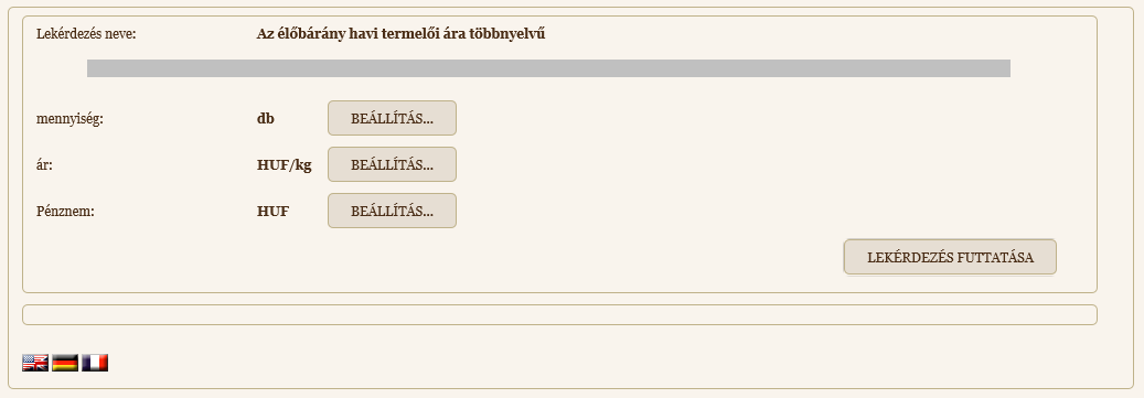 8. ábra - Lekérdezés eredményének megtekintése A jobb alsó sarokban látható ikonok, az eredmény táblázat letöltésére szolgálnak.