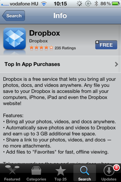 Telepítés után a saját mappáid között megtaláljuk a Dropboxot is: A windows notification center-ben is elérhető lesz a Dropbox, rákattintva onnan is megnyithatjuk a mappát és láthatjuk ha éppen