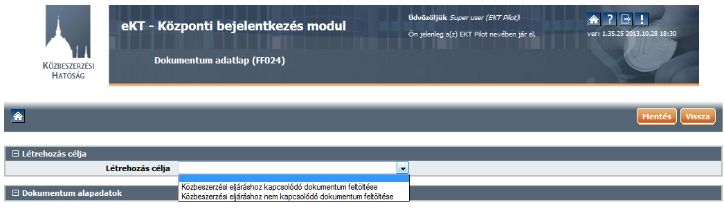 Dokumentáció közzététele