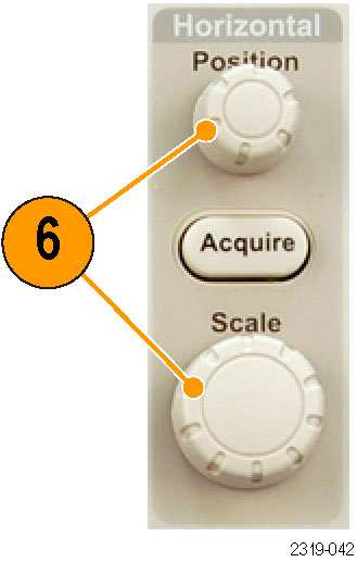 3. Válassza ki az előlapon a csatornát ahova a mérőfejet csatlakoztassa 4. Nyomja meg az AUTOSET gombot 5. Állítsa az erősítést és a pozíciót a kívánt értékre 6.