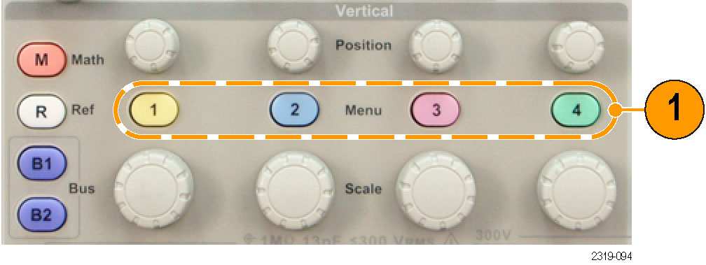 Analóg bemeneti paraméterek beállítása 1. Nyomja meg az 1, 2, 3, 4 csatorna gombot, hogy aktiválja a csatorna menüjét 2. Nyomja meg a Coupling gombot, hogy a csatolást változtathassa 3.
