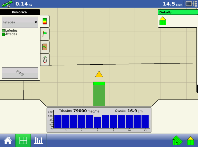 INTEGRA User Manual Futtatás: Térkép képernyő (folytatás) Ha a Térkép képernyőt részletes nézetben használjuk, a jármű ikonja egy sárga háromszögként vagy nyílként látható.